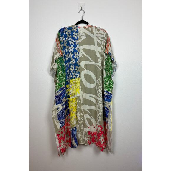 Jams World Aloha All Over Hawaiian Print Tropical Vacation Open Kimono One Size - Picture 2 of 6